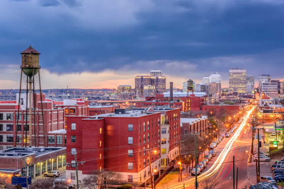 Nighttime view of downtown Richmond, Virginia
